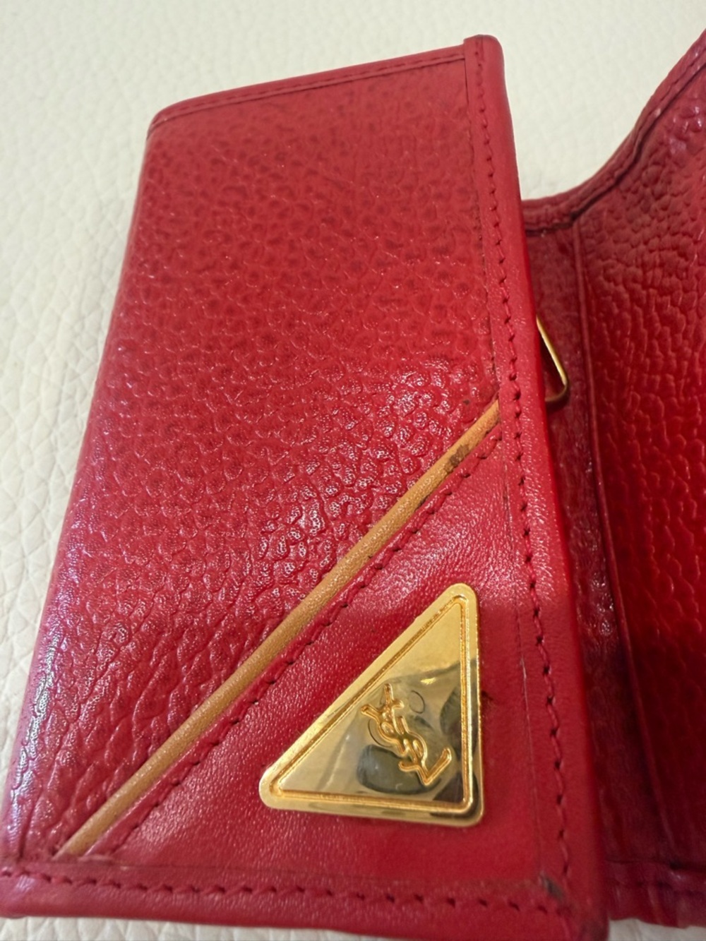 Vintage YSL Yves Saint Laurent Red Slim Wallet - Picture 2 of 10